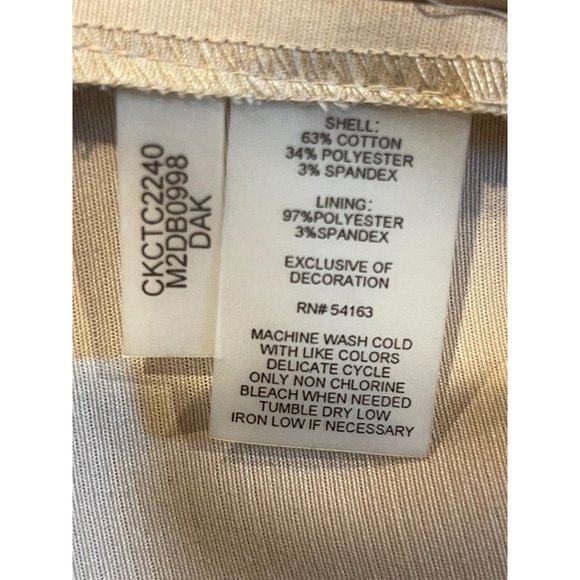 Calvin Klein Womens Sheath Dress Studded Detail Round Neck Back Zip Beige Size 6 - Picture 7 of 7